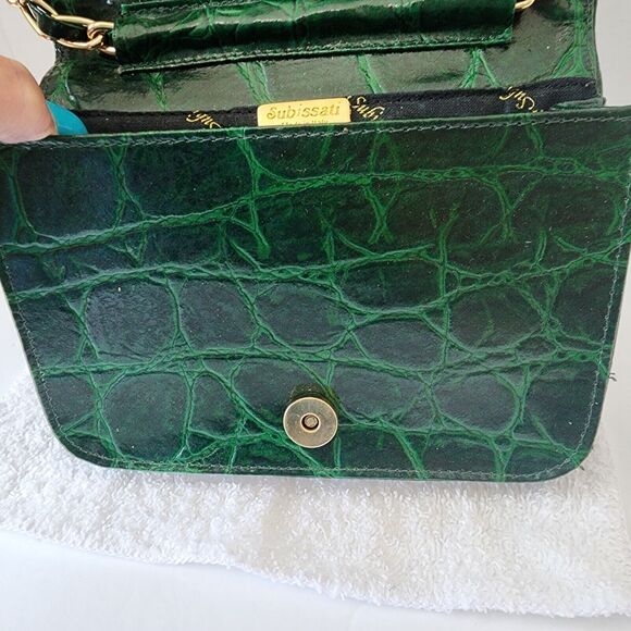 Subissati Green Leather Crossbody Croc Embossed Made in Italy READ DESCRIPTION - Picture 11 of 16